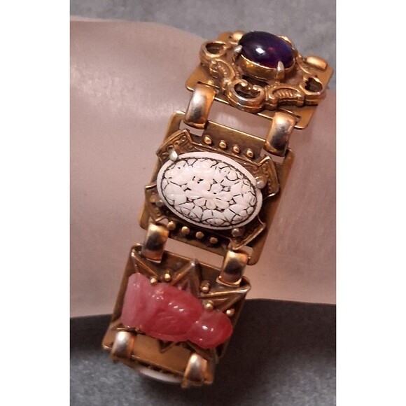 Victorian Revival Panel Bracelet Dragons Breath Buddah Fragonard - Picture 2 of 11